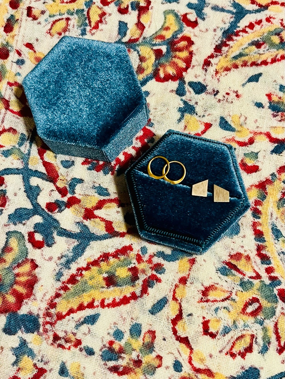 Gold toned Geometric Stud Earrings and Hoop studs